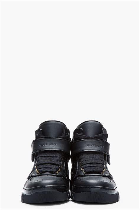 givenchy black leather velcro strap mid top sneakers|givenchy leather sneakers.